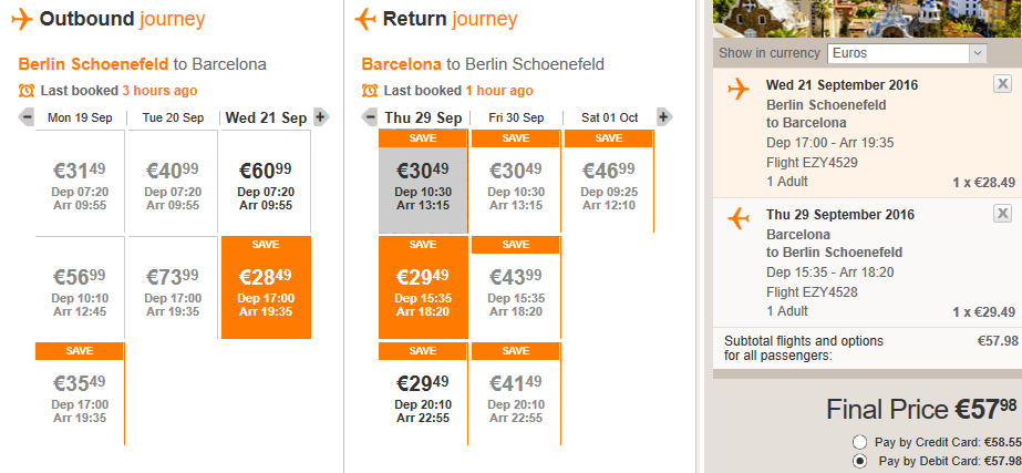 Распродажа easyJet 251000 билетов с с 31 августа по середину декабря по Европе от 550 рублей